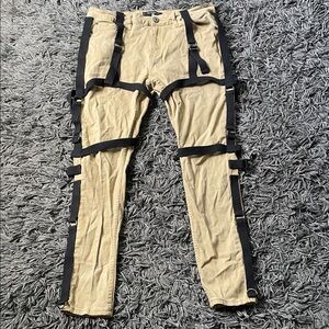 Serenade Men's Tan and Black Strap Pants size 36
